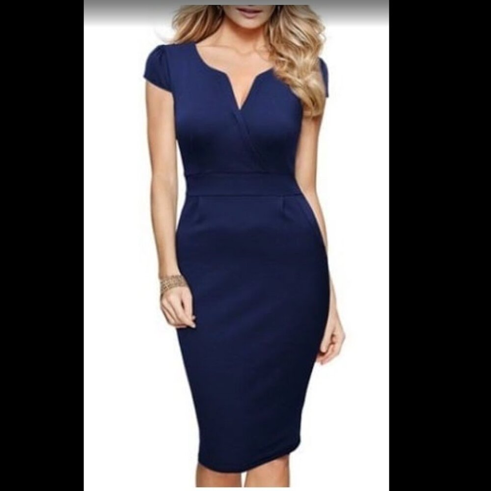 V-Neck Retro Pencil Dress